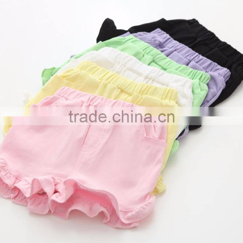 hot shorts girls ruffle leggings baby girls summer pants, solid color children flounced shorts