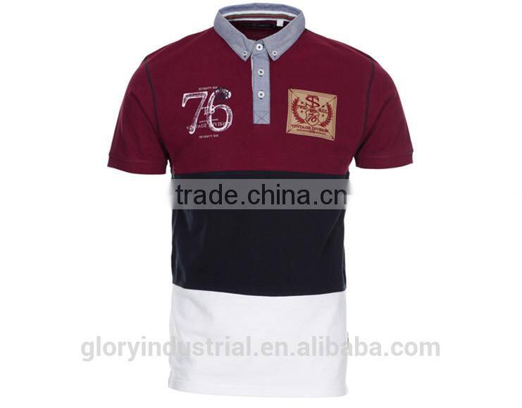 Mens Fashion Woven Collar Embroidered Polo Shirt