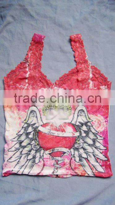 colorful printting seamless lady fashion vest top
