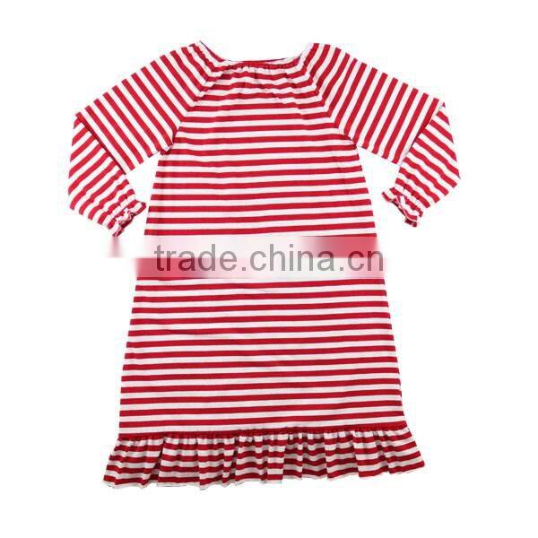 New fashion style long sleeve red strip ruffle beautiful baby girl names pictures wholesale Christmas dresses