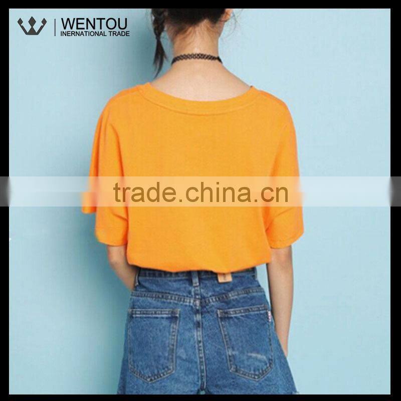 New Arrival Orange Round Collar Girls Sport T Shirt