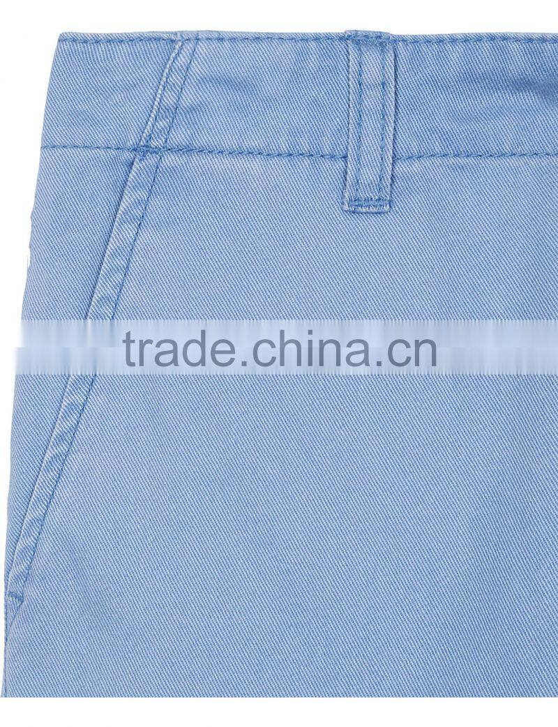 High Quality Solid Colored Belt Loop Boys Denim Shorts Made of Twill