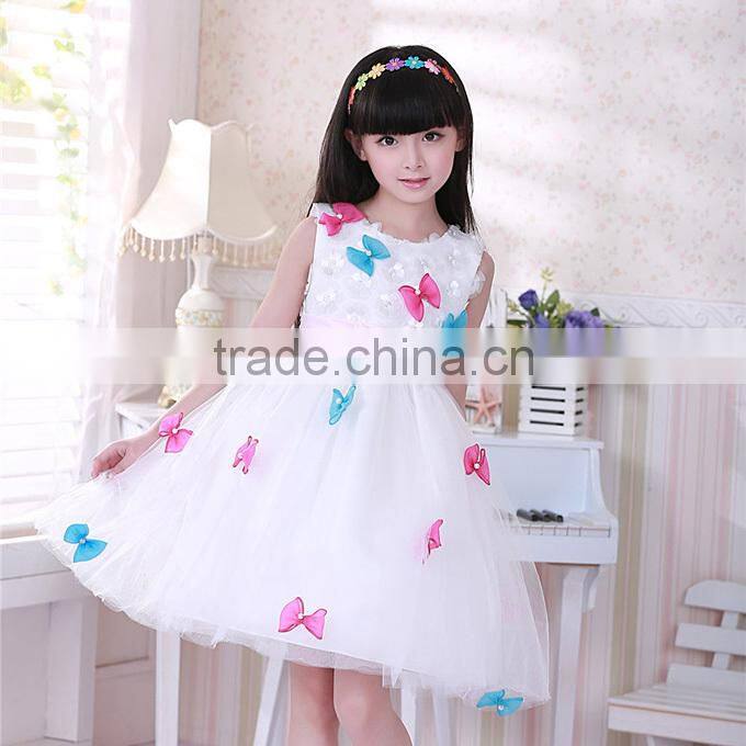 2016 Newest Girls Wedding Dresses Bows White Princess Kids Dress For Korean Style Children Clothes GD40829-9