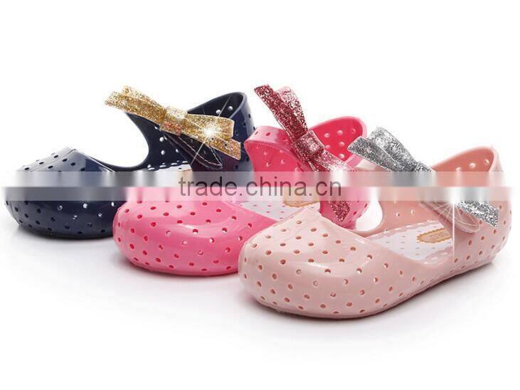 Shining side bow velcro type mini melissa jelly shoes