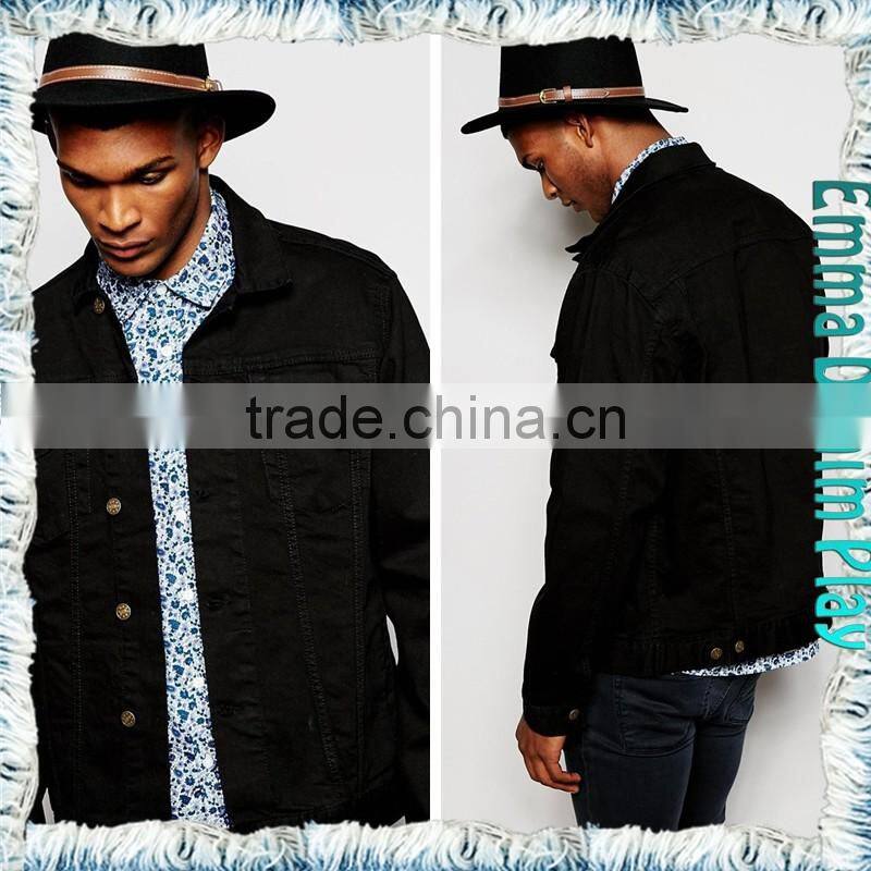 New Arrival Designer Mens Fashion Black Cotton Single Breasted Denim Jackets Coats Manufacturer Wholesale