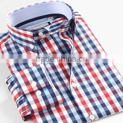 Alibaba 2016 new style bright check pattern cotton shirt elegant for men