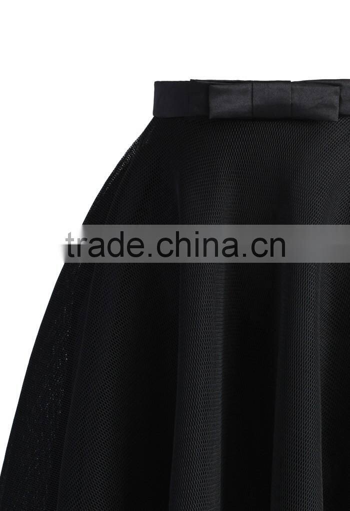 2016 Guangzhou Shandao Hot Selling New Arrivals Summer Casual Sexy Short A Line Black Ruffle Tulle Girls Skirts