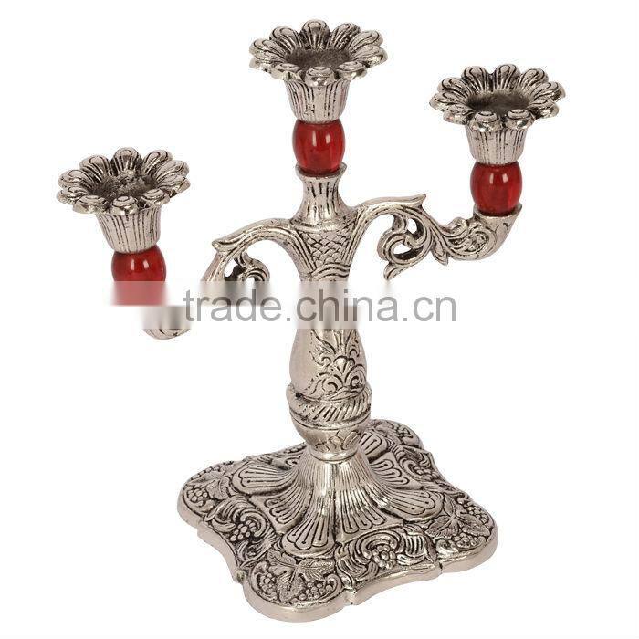 White Metal Twin Candle Holders