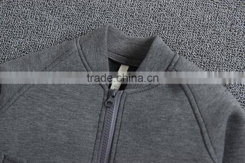 High quality 100% cotton zip up children fleece jacket