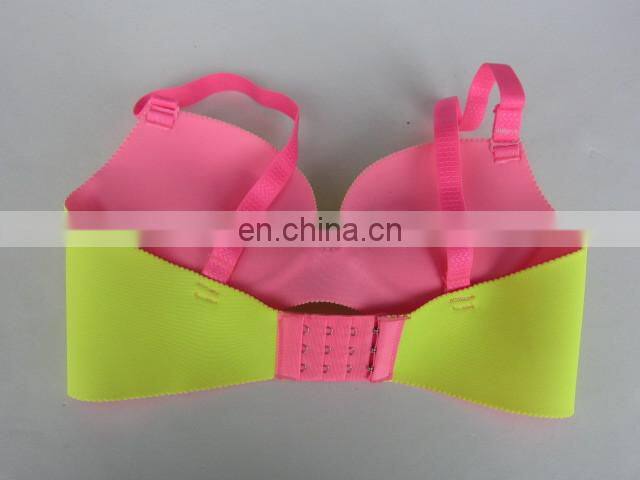 Women sexy contrast color green seamless brassiere and pink strap Trade assurance supplier