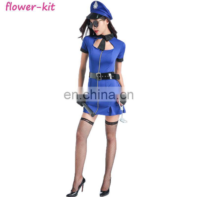 Cheap Sexy Police Officer Costume Uniform Halloween Adult Sexy Cop Cosplay Women
