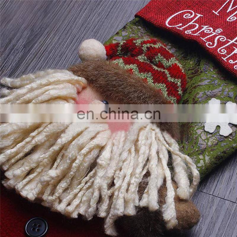 43CM Large 3D Merry Christmas Embroidery Home Decoration Christmas Stockings - Santa Claus