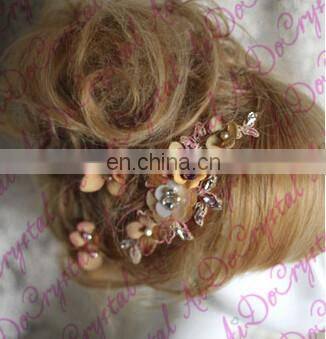 Aidocrystal champagne fashion party ladies rhinestone hair comb fascinators,bridal headpiece
