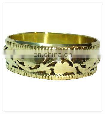 Unfinished Brass Bangle in Antique Look with Primids Pattern