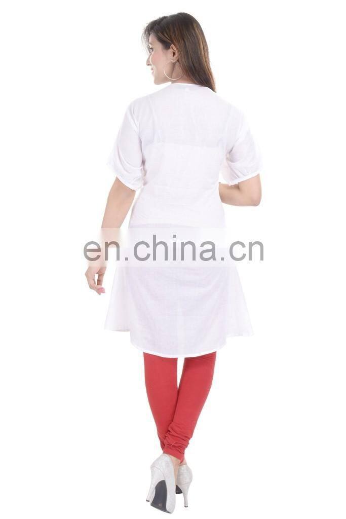 Indian Cotton Handmade Beaded Tunic White Dress Sexy Dress Hippie Boho Dress From India