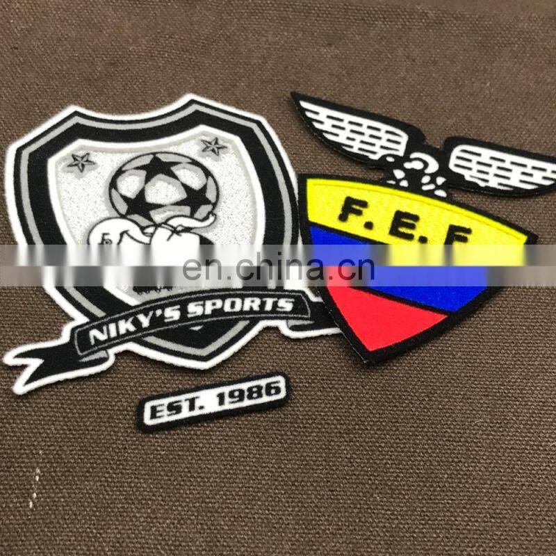 factory direct football jersey patches sports team patches 3d flock football team patches