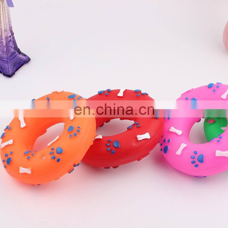 Pet Puppy Vinyl Donut Bone Chew Squeak Toy For Dogs