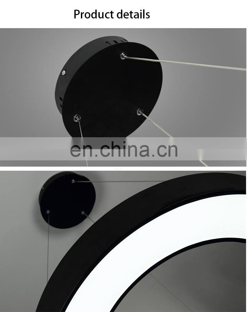 White Black Stylish Geometric Ring Shape Iron Lamp Pendant LED Suspended Light for Office Hotel Restaurant