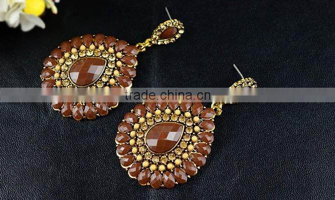 Water drop 2 gram gold beautiful designed earrings with cross cz stone bridal korea Arete dije colgado colgante para dama