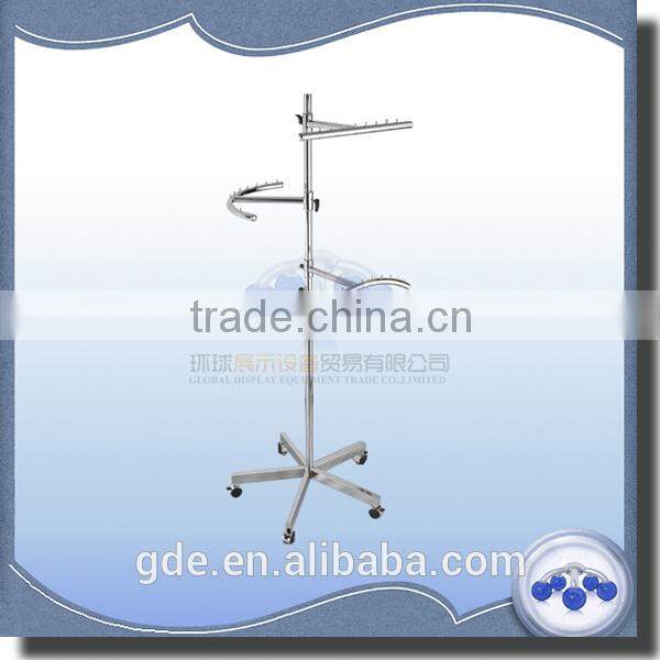 Metal chrome flexible display rack with hangers