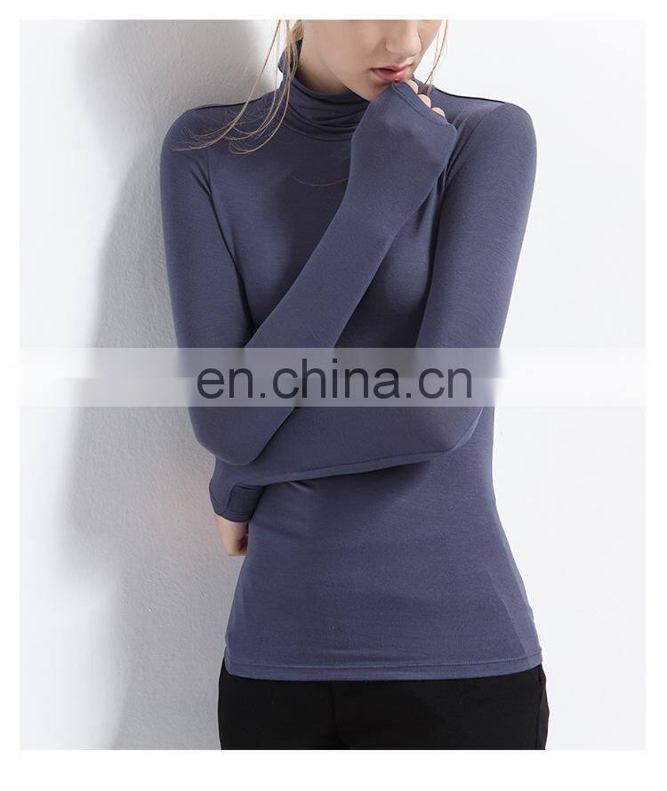 62/5000 Wholesale Custom-made Large Women's autumn long-sleeved t-shirt women's solid color Turtleneck Modert jacket autumn
