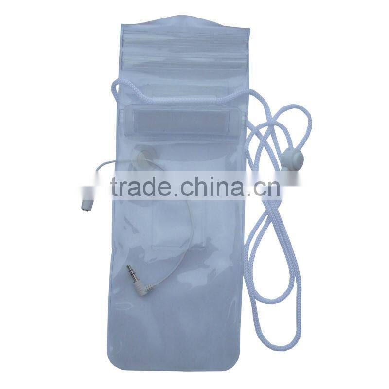 2012 Hot selling white waterproof bag for mobile phone with three waterproof zippers