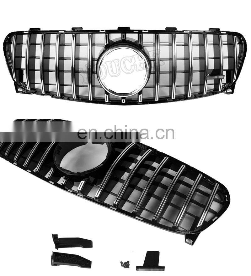 Silver GT R style front bumper grille grill for Mercedes GLA class X156 GLA200 GLA220 GLA250 2017 2018 2019