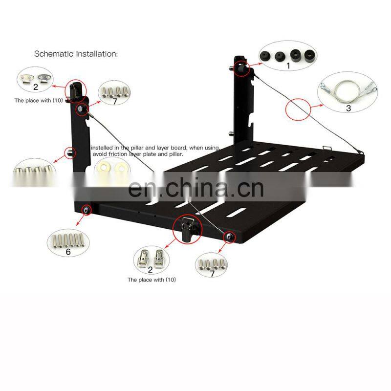 Black Rear Trunk Door Mounting Tray Foldable Back Shelf Stand Fit for Jeep Wrangler JK 2007-2017