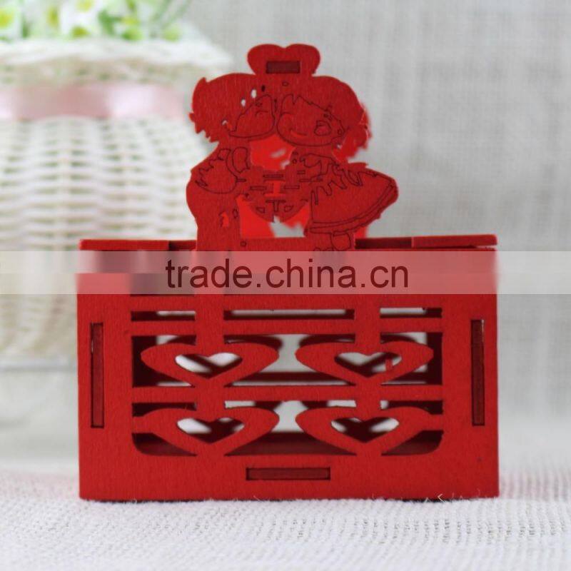 New 2016 Romantic Wedding China Red Laser wooden Decorative Candy Boxes