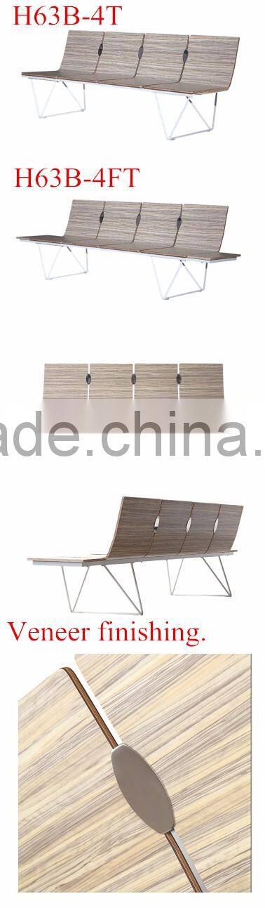 Curve plywood waiting chair airport chair lounge chair H63D-3-V for public seating