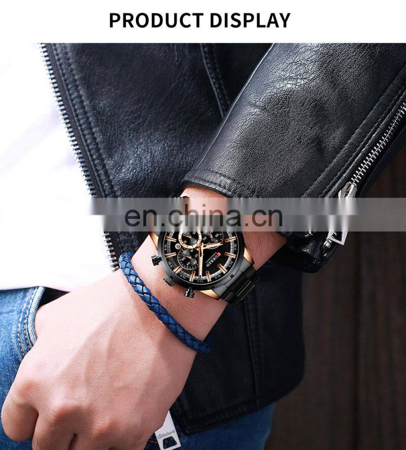 Men Quartz Wrist Watches Stainless Steel Strap Luxury Gold Chronograph Business Waterproof Watch