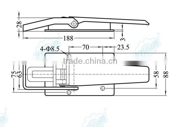 03122 Tailboard catch door lock paddle latch