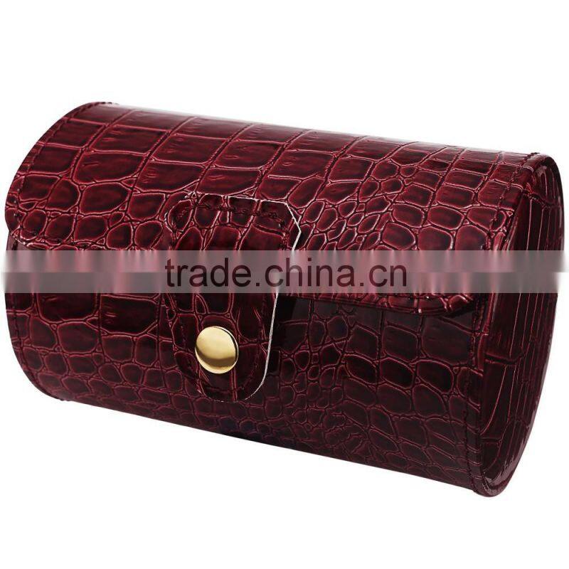 crocodile pattern and saffiano leather wrist watch storage roll box watch case