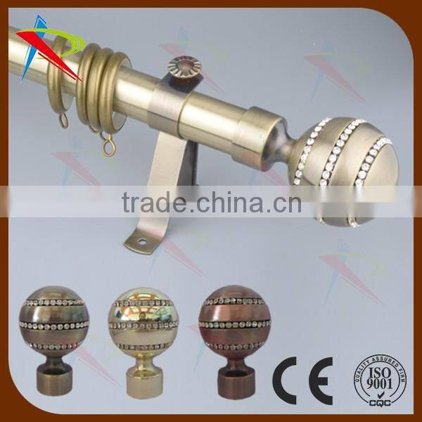 Extendable complete eyelet metal curtain pole with metal ball finials