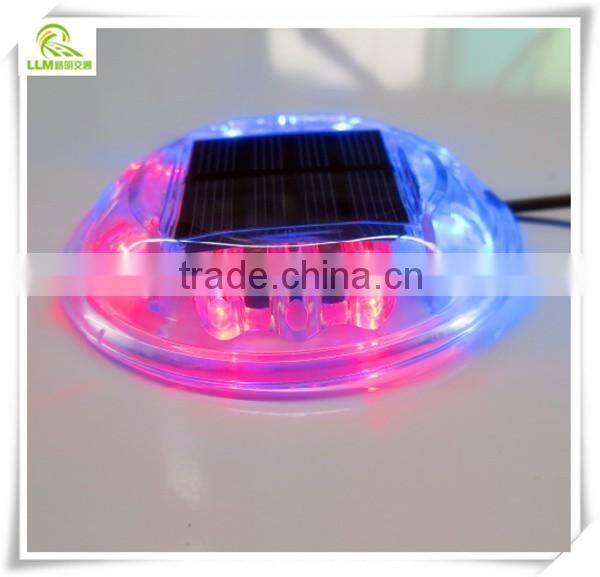 Direct manufacture double colors LED crystal round solar cat eye road stud