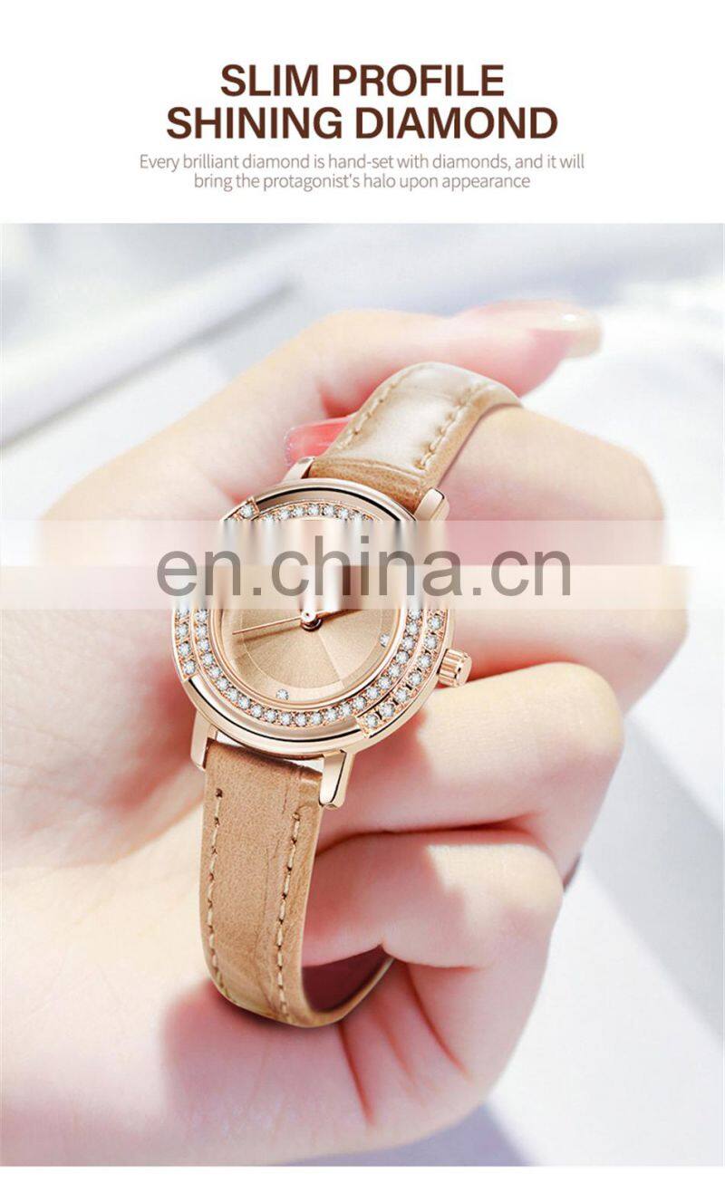 SINOBI Girls Leather Wristwatch S9841G Woman Gorgeous Watches OEM ODM Custom Logo Lady Watch Dazzling Hand Watch