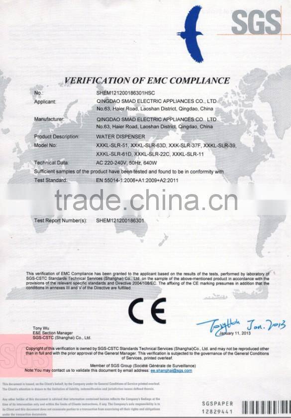 Hot Sale hot cold compressor cooling free standing water dispenser, water cooler