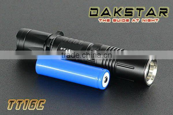 DAKSTAR TT16C 950LM CREE XML T6 18650 Superbright Emergency Aluminum Tactical LED Rechargeable Flashlight