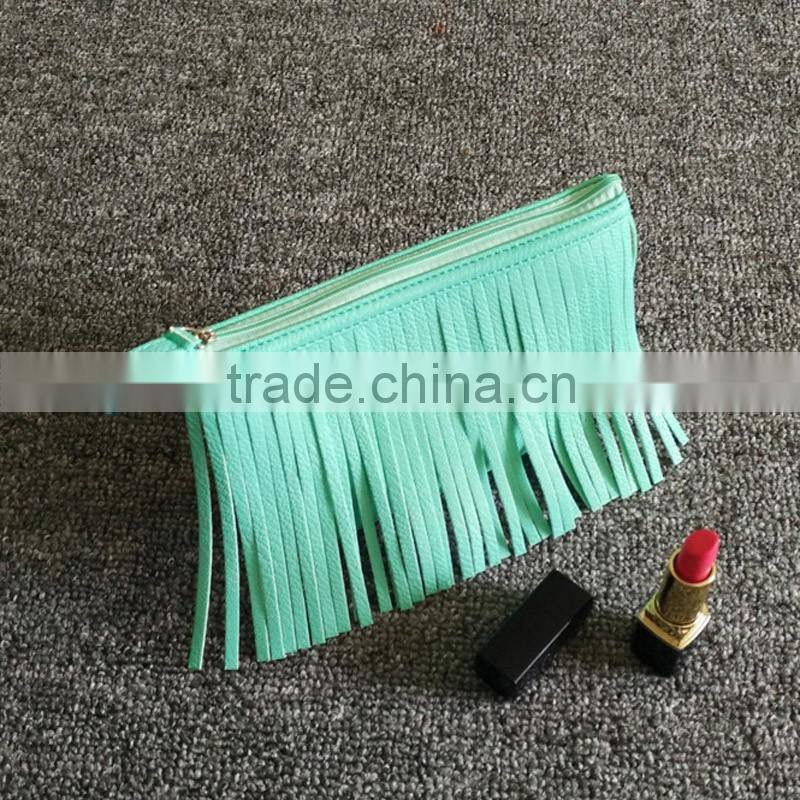 Makeup travel toiletry pure color fringe cosmetic bag tassel tassel bag small girl