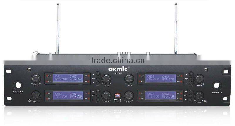 OK-8008 UHF/PLL 8 Channel wirelesss microphone system