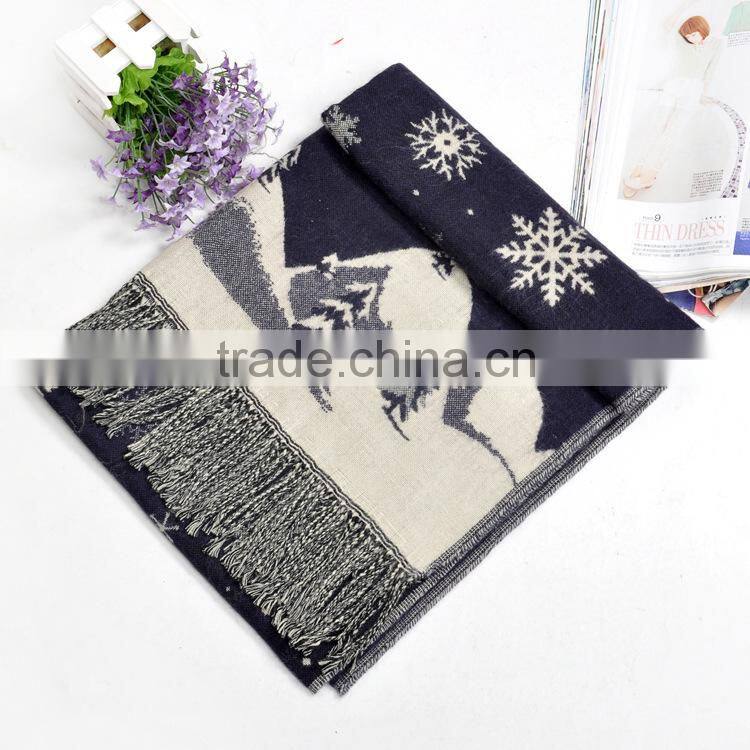 Best Selling FashionJacquard Snow Pattern Women Winter Wool Scarf