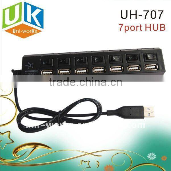 NEW 7 ports usb hub with 7 power switches