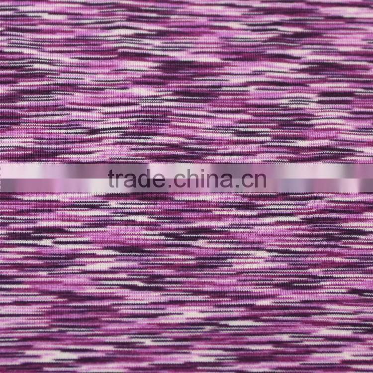 Weft knitted multi color yarn dye sportswear clothing fabric for workout compression shorts