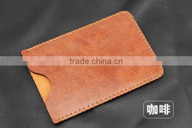 Practical single leather card holder to protect ID card or bank card