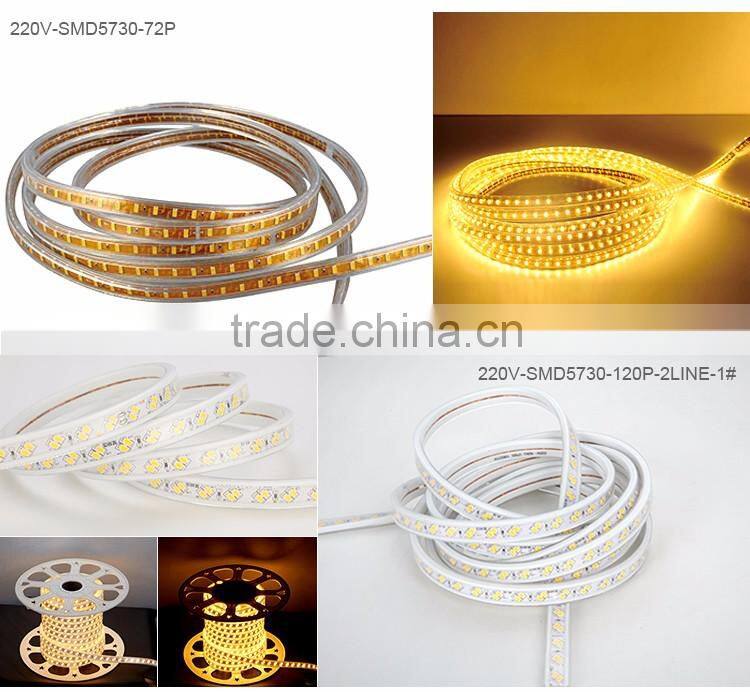 Newest technology double sided 120 leds/m 5050 rgb led strip 220v led strip