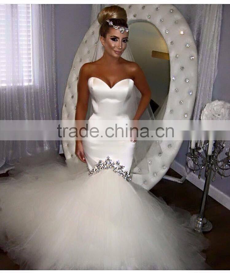 Sparkling Bridal Gowns Long Tail Mermaid Wedding Dresses Luxury Trumpt Bridal Dress