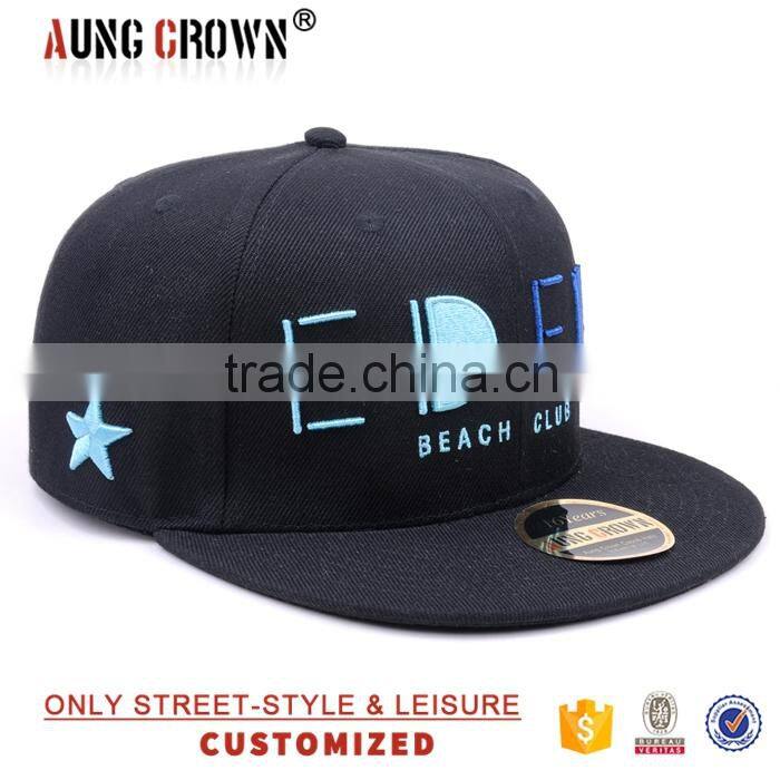 Customized flat brim embroidery designer snap back caps