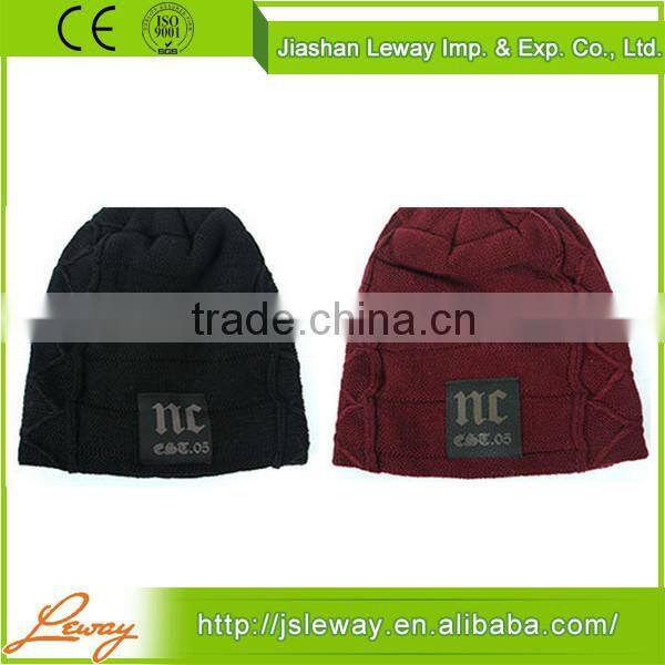 China Custom High Quality Acrylic Knit Plain Pattern Slouch Beanie