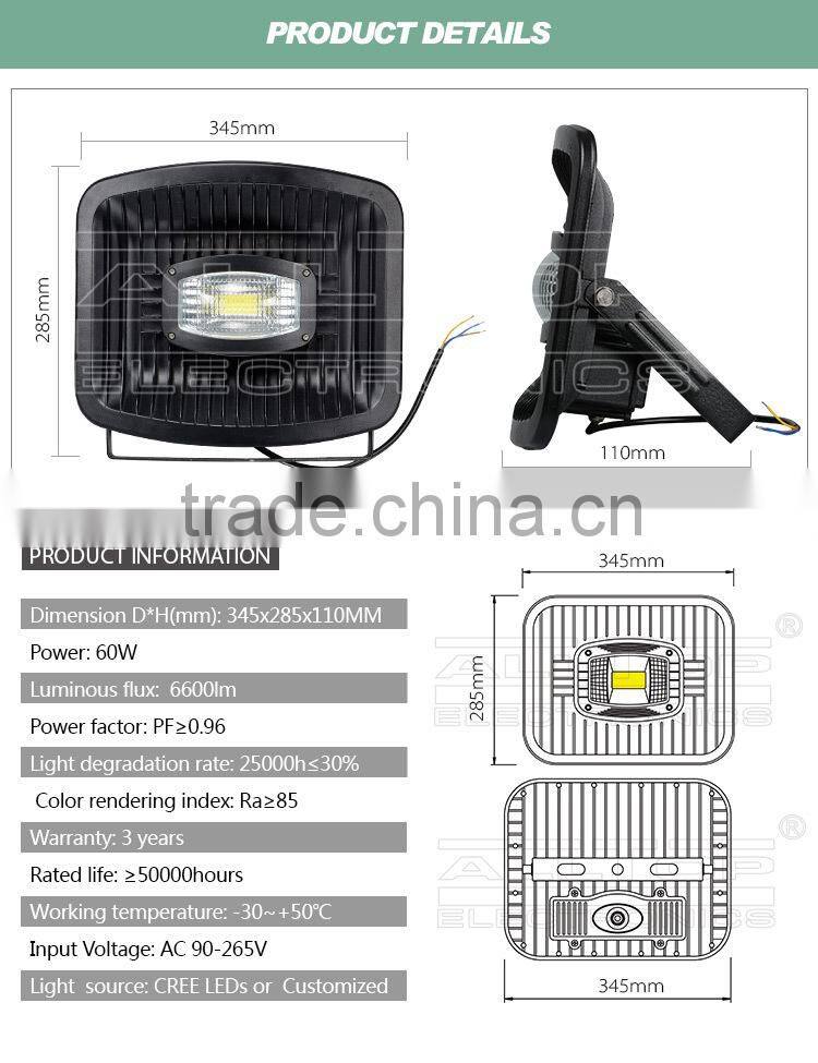 IP67 Waterproof cob aluminum 60w marine led flood lights