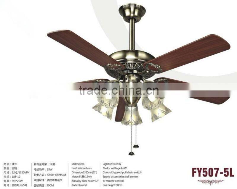 CEILING FAN 52" - VINTAGE BLACK WITH WEATHERED OAK PT1306-1